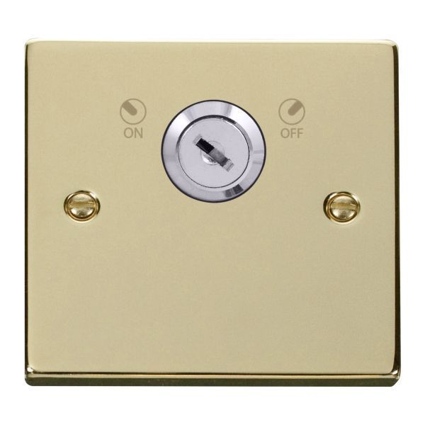 Click VPBR660 Deco Polished Brass 1 Gang 20A 2 Pole Lockable Plate Switch