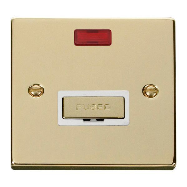 Click VPBR753WH Deco Polished Brass Ingot 13A Neon Fused Spur Unit - White Insert