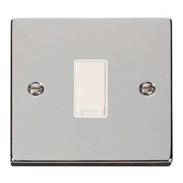 Click VPCH011WH Deco Polished Chrome 1 Gang 10AX 2 Way Plate Switch - White Insert
