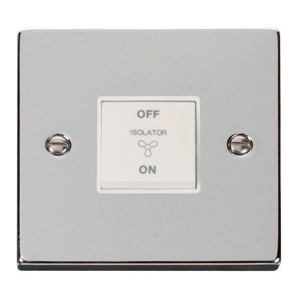 Click VPCH020WH Deco Polished Chrome 10A 3 Pole Fan Isolation Switch - White Insert