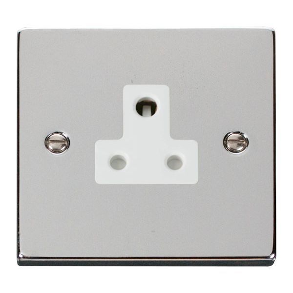 Click VPCH038WH Deco Polished Chrome 5A Round Pin Socket - White Insert