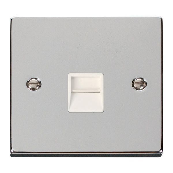 Click VPCH125WH Deco Polished Chrome 1 Gang Secondary Telephone Socket - White Insert
