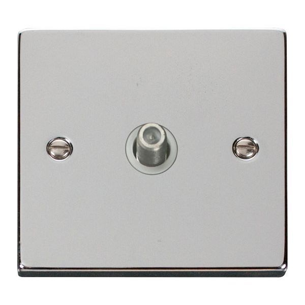 Click VPCH156WH Deco Polished Chrome 1 Gang Non-Isolated Satellite Socket - White Insert