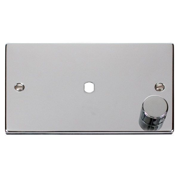Click VPCH185 MiniGrid Polished Chrome 1 Gang 1000W Max 1 Aperture Deco Unfurnished Dimmer Plate and Knob
