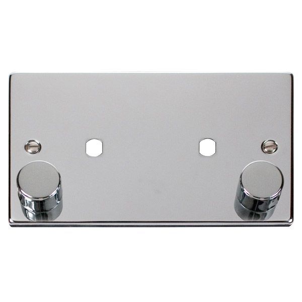 Click VPCH186 MiniGrid Polished Chrome 1 Gang 1630W Max 2 Aperture Deco Unfurnished Dimmer Plate and Knob