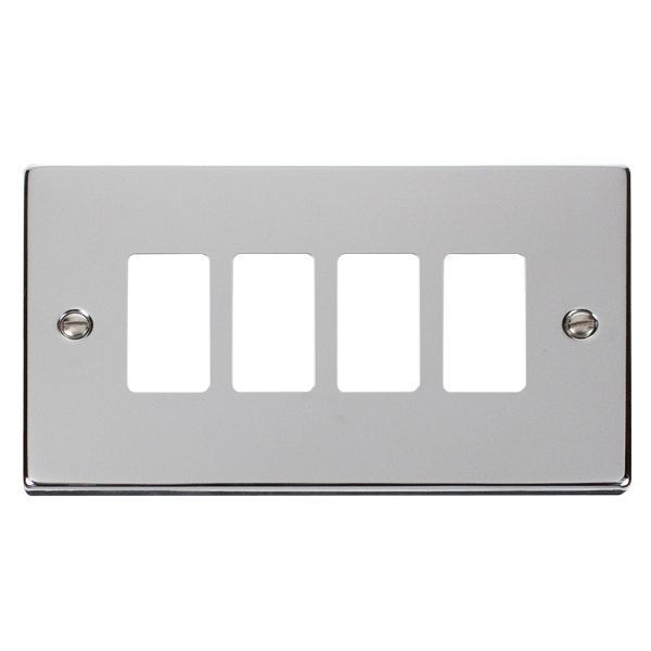 Click VPCH20404 GridPro Polished Chrome 4 Gang Deco Range Front Plate