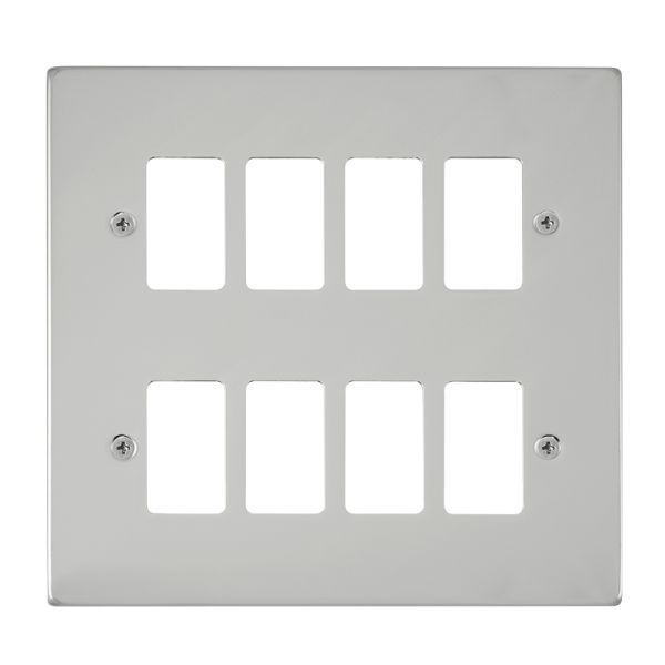 Click VPCH20508 GridPro Polished Chrome 8 Gang Deco Range Front Plate