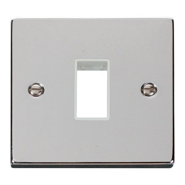 Click VPCH401WH MiniGrid Polished Chrome 1 Gang 1 Aperture Deco Unfurnished Front Plate - White Insert