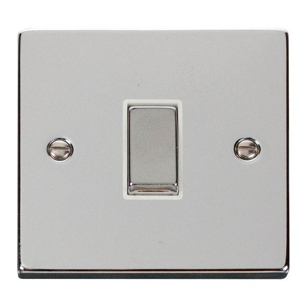 Click VPCH411WH Deco Polished Chrome Ingot 1 Gang 10AX 2 Way Plate Switch - White Insert