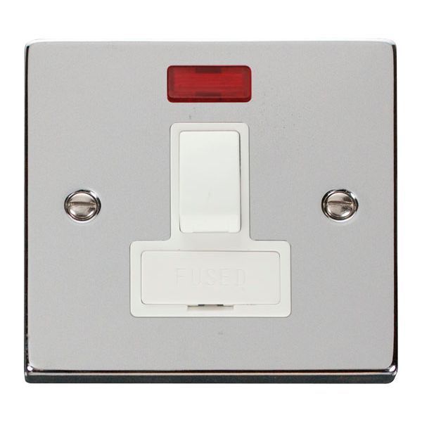 Click VPCH652WH Deco Polished Chrome 13A Neon Switched Fused Spur Unit - White Insert