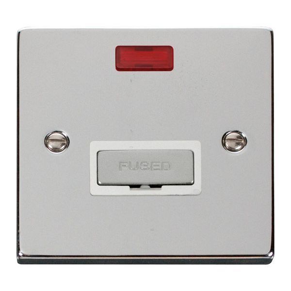 Click VPCH753WH Deco Polished Chrome Ingot 13A Neon Fused Spur Unit - White Insert