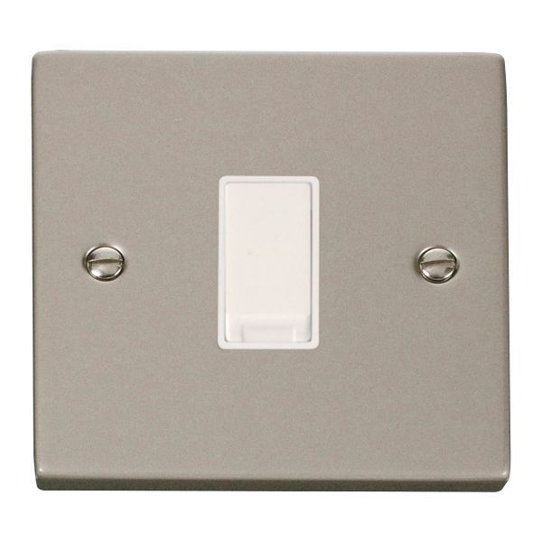 Click VPPN011WH Deco Pearl Nickel 1 Gang 10AX 2 Way Plate Switch - White Insert