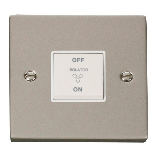 Click VPPN020WH Deco Pearl Nickel 10A 3 Pole Fan Isolation Switch - White Insert