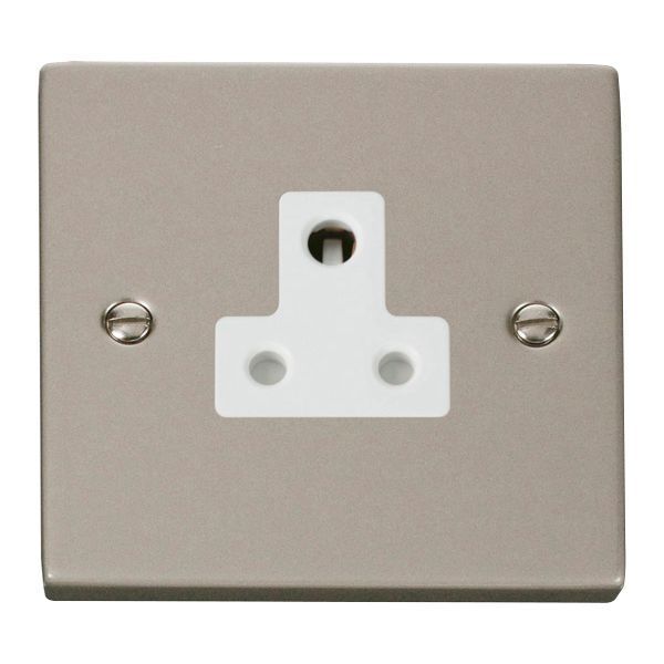 Click VPPN038WH Deco Pearl Nickel 5A Round Pin Socket - White Insert