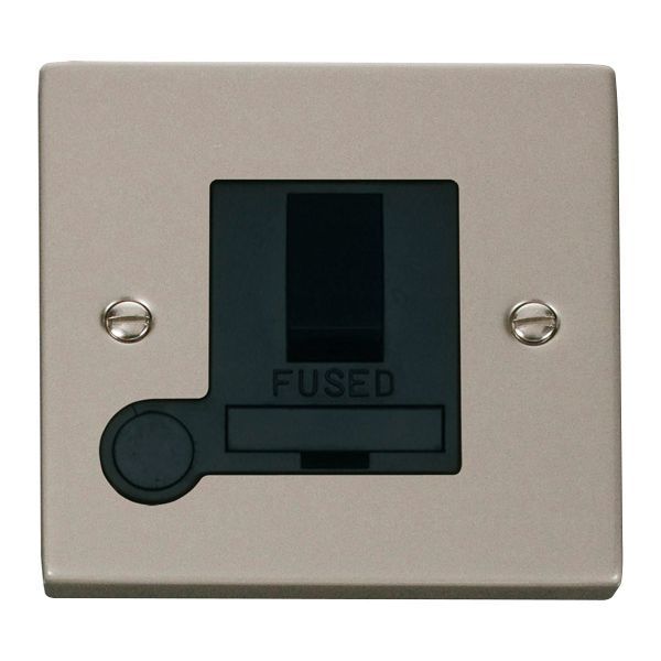 Click VPPN051BK Deco Pearl Nickel 13A Flex Outlet Switched Fused Spur Unit - Black Insert