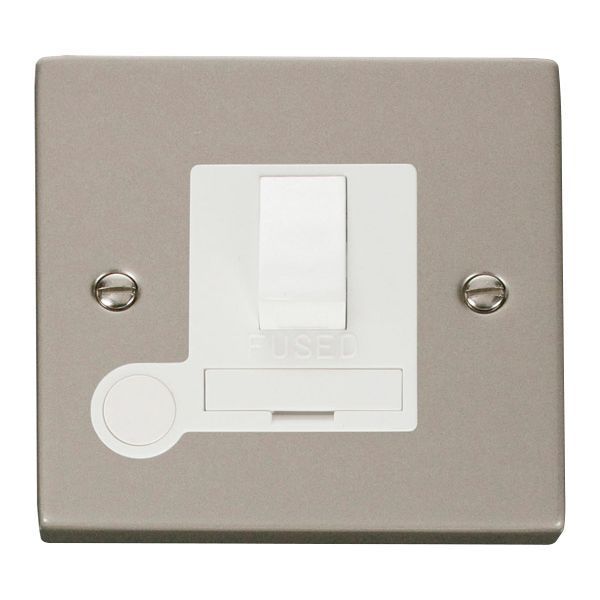 Click VPPN051WH Deco Pearl Nickel 13A Flex Outlet Switched Fused Spur Unit - White Insert