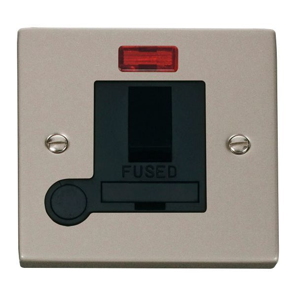 Click VPPN052BK Deco Pearl Nickel 13A Flex Outlet Neon Switched Fused Spur Unit - Black Insert