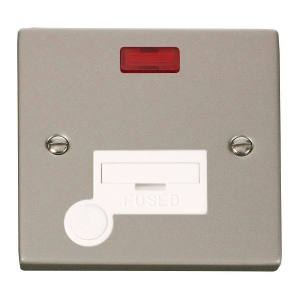 Click VPPN053WH Deco Pearl Nickel 13A Flex Outlet Neon Fused Spur Unit - White Insert