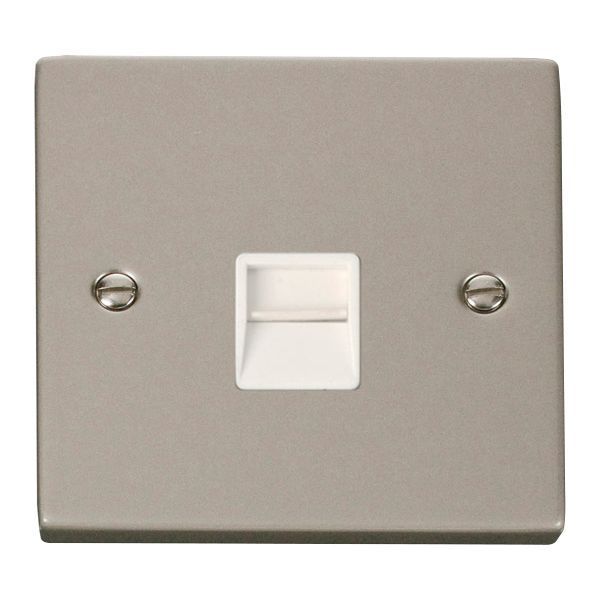 Click VPPN125WH Deco Pearl Nickel 1 Gang Secondary Telephone Socket - White Insert