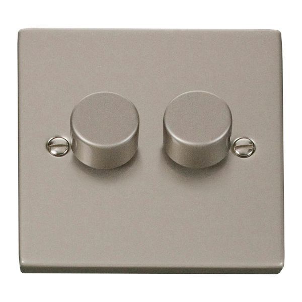 Click VPPN152 Deco Pearl Nickel 2 Gang 400W-VA 2 Way Resistive-Inductive Dimmer Switch