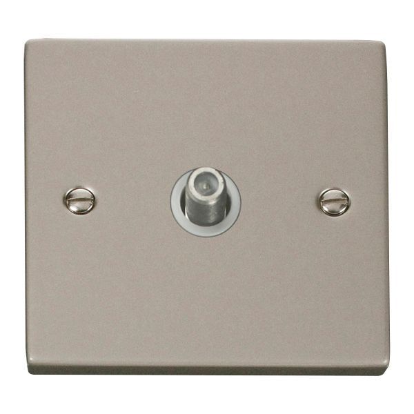 Click VPPN156WH Deco Pearl Nickel 1 Gang Non-Isolated Satellite Socket - White Insert