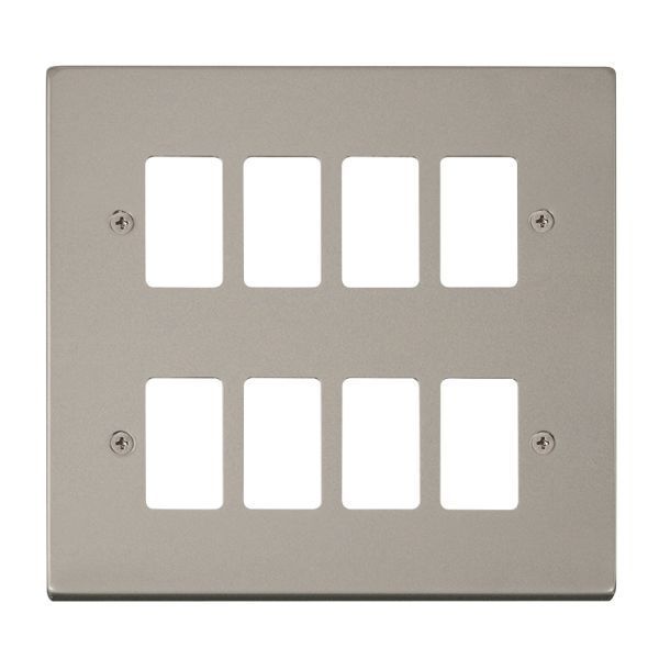Click VPPN20508 GridPro Pearl Nickel 8 Gang Deco Range Front Plate