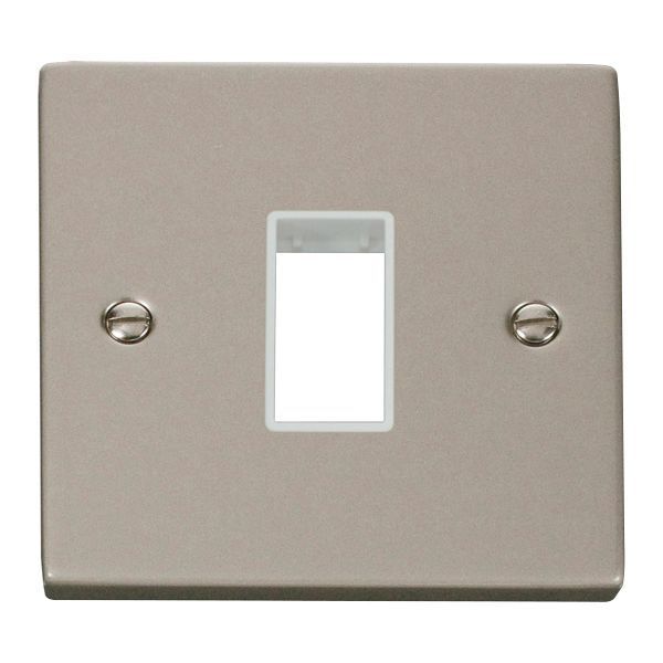 Click VPPN401WH MiniGrid Pearl Nickel 1 Gang 1 Aperture Deco Unfurnished Front Plate - White Insert