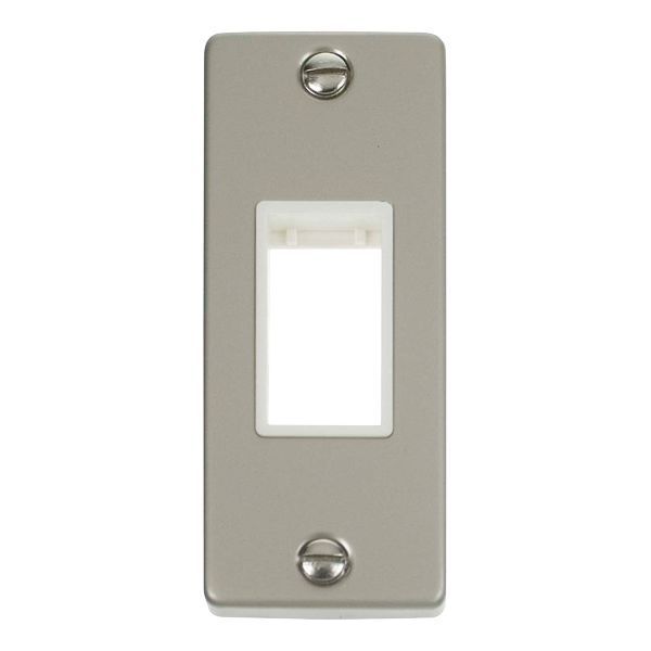 Click VPPN471WH MiniGrid Pearl Nickel 1 Gang 1 Aperture Deco Unfurnished Architrave Plate - White Insert