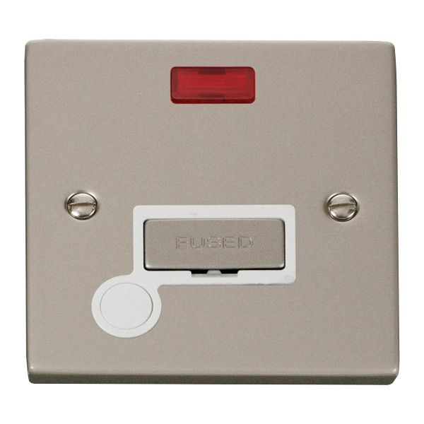 Click VPPN553WH Deco Pearl Nickel Ingot 13A Flex Outlet Neon Fused Spur Unit - White Insert