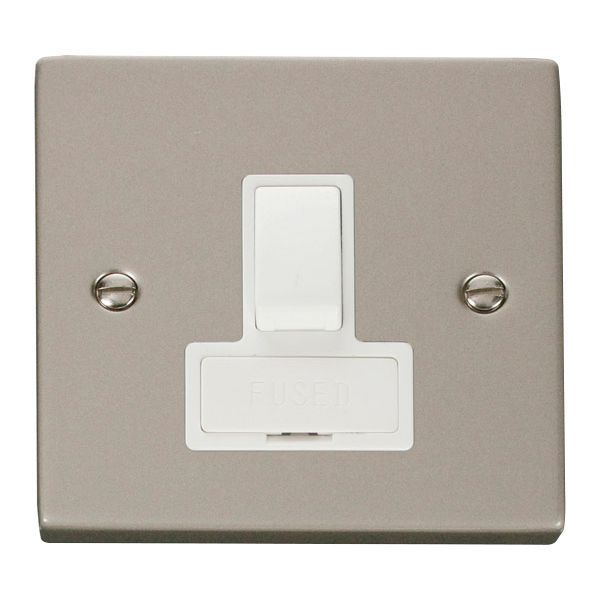 Click VPPN651WH Deco Pearl Nickel 13A Switched Fused Spur Unit - White Insert