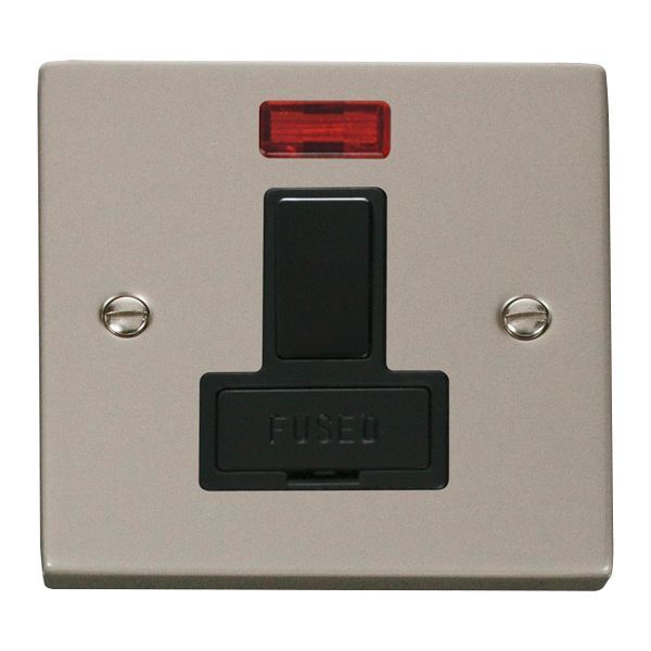 Click VPPN652BK Deco Pearl Nickel 13A Neon Switched Fused Spur Unit - Black Insert
