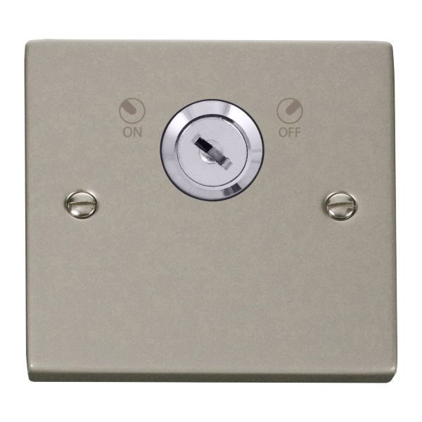 Click VPPN660 Deco Pearl Nickel 1 Gang 20A 2 Pole Lockable Plate Switch