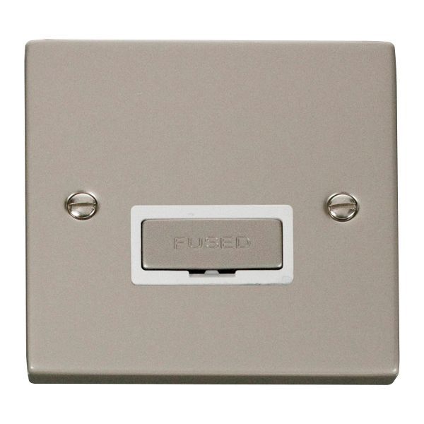 Click VPPN750WH Deco Pearl Nickel Ingot 13A Fused Spur Unit - White Insert