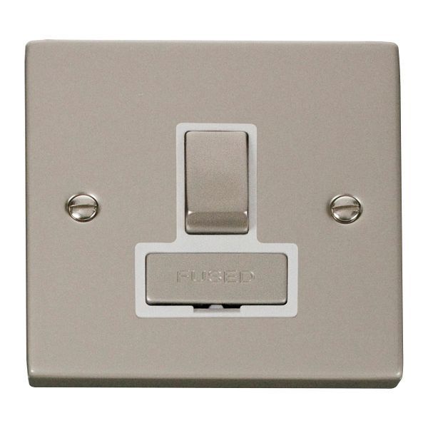 Click VPPN751WH Deco Pearl Nickel Ingot 13A Switched Fused Spur Unit - White Insert