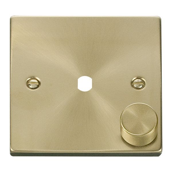 Click VPSB140PL Deco Satin Brass 1 Gang Dimmer Plate with Knob