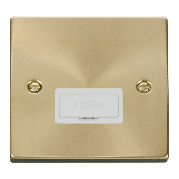 Click VPSB650WH Deco Satin Brass 13A Fused Spur Unit - White Insert