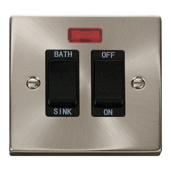 Click VPSC024BK Deco Satin Chrome 20A Sink or Bath Switch - Black Insert