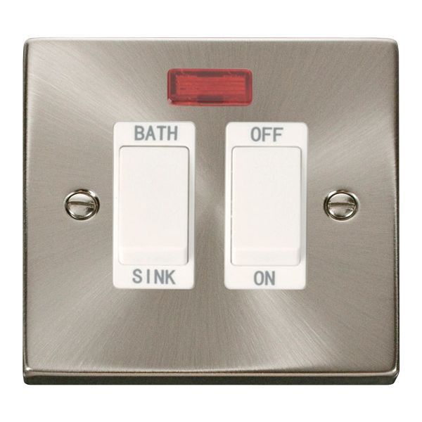 Click VPSC024WH Deco Satin Chrome 20A Sink or Bath Switch - White Insert