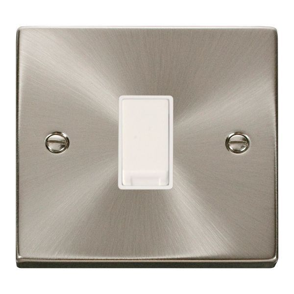 Click VPSC025WH Deco Satin Chrome 1 Gang 10AX Intermediate Plate Switch - White Insert