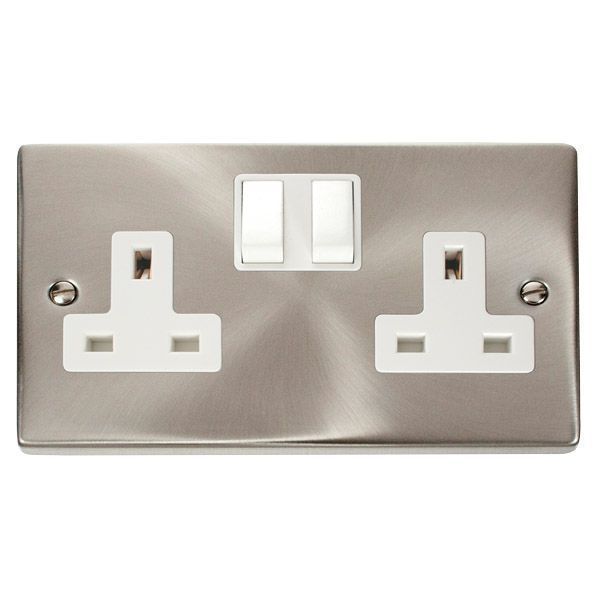 8 Click Deco Victorian Satin Chrome 45A DP Cooker Switch With Neons VPSC205WH 