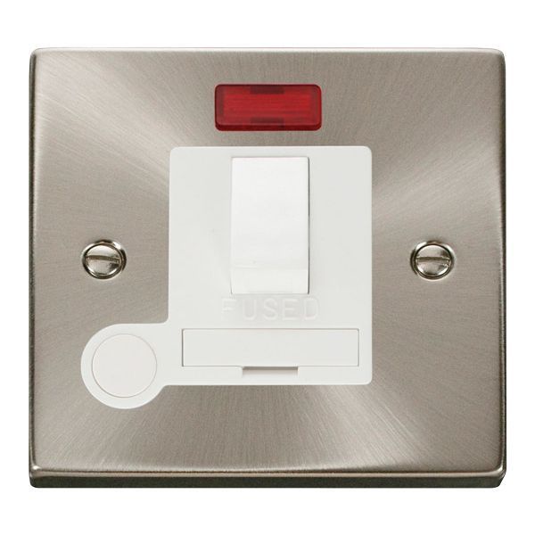 Click VPSC052WH Deco Satin Chrome 13A Flex Outlet Neon Switched Fused Spur Unit - White Insert