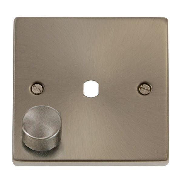 Click VPSC140PL MiniGrid Satin Chrome 1 Gang 650W Max 1 Aperture Deco Unfurnished Dimmer Plate and Knob
