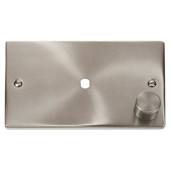 Click VPSC185 MiniGrid Satin Chrome 1 Gang 1000W Max 1 Aperture Deco Unfurnished Dimmer Plate and Knob