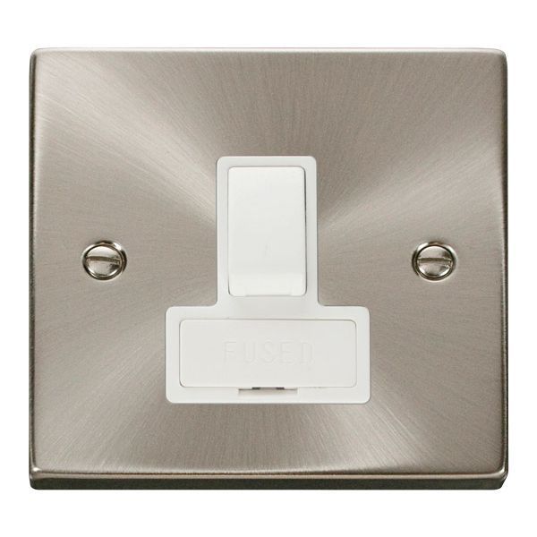Click VPSC651WH Deco Satin Chrome 13A Switched Fused Spur Unit - White Insert