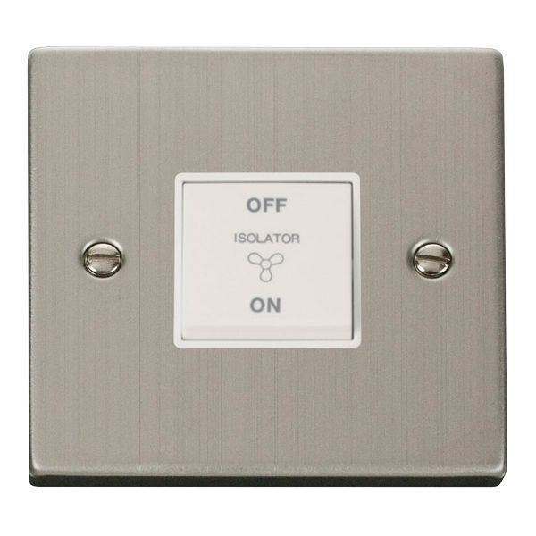 Click VPSS020WH Deco Stainless Steel 10A 3 Pole Fan Isolation Switch - White Insert
