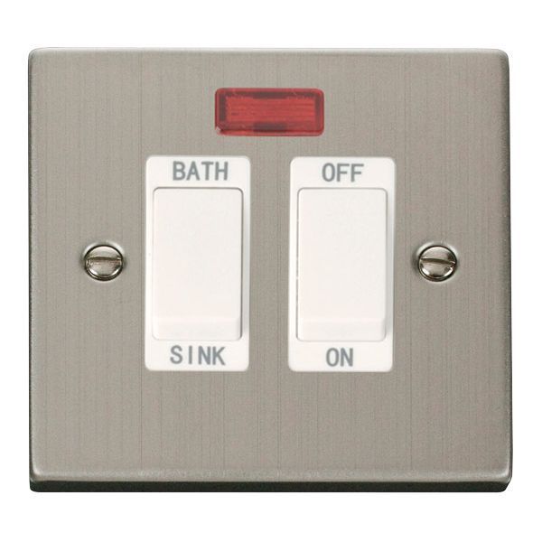 Click VPSS024WH Deco Stainless Steel 20A Sink or Bath Switch - White Insert