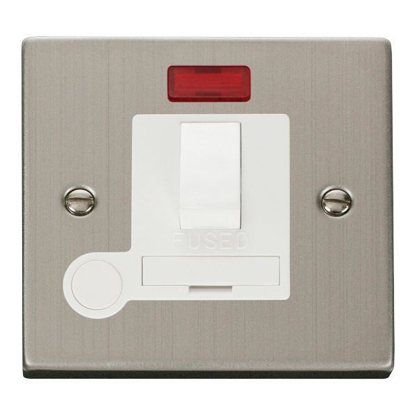 Click VPSS052WH Deco Stainless Steel 13A Flex Outlet Neon Switched Fused Spur Unit - White Insert