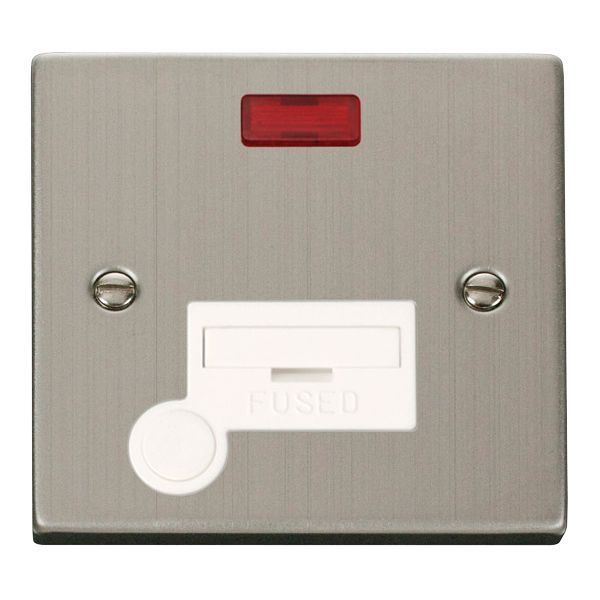 Click VPSS053WH Deco Stainless Steel 13A Flex Outlet Neon Fused Spur Unit - White Insert