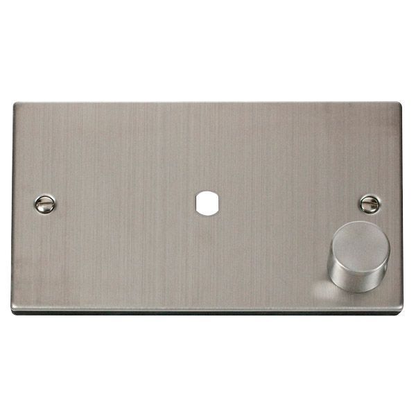 Click VPSS185 MiniGrid Stainless Steel 1 Gang 1000W Max 1 Aperture Deco Unfurnished Dimmer Plate and Knob