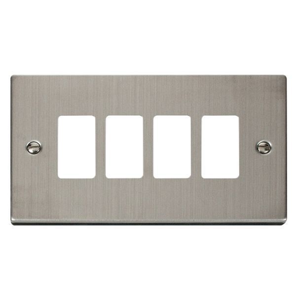 Click VPSS20404 GridPro Stainless Steel 4 Gang Deco Range Front Plate